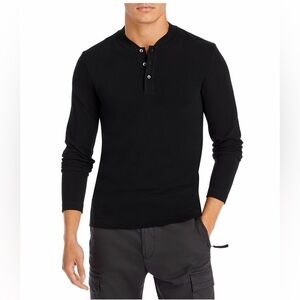 BOSS Slim Fit Ribbed Henley - Exclusive. Black